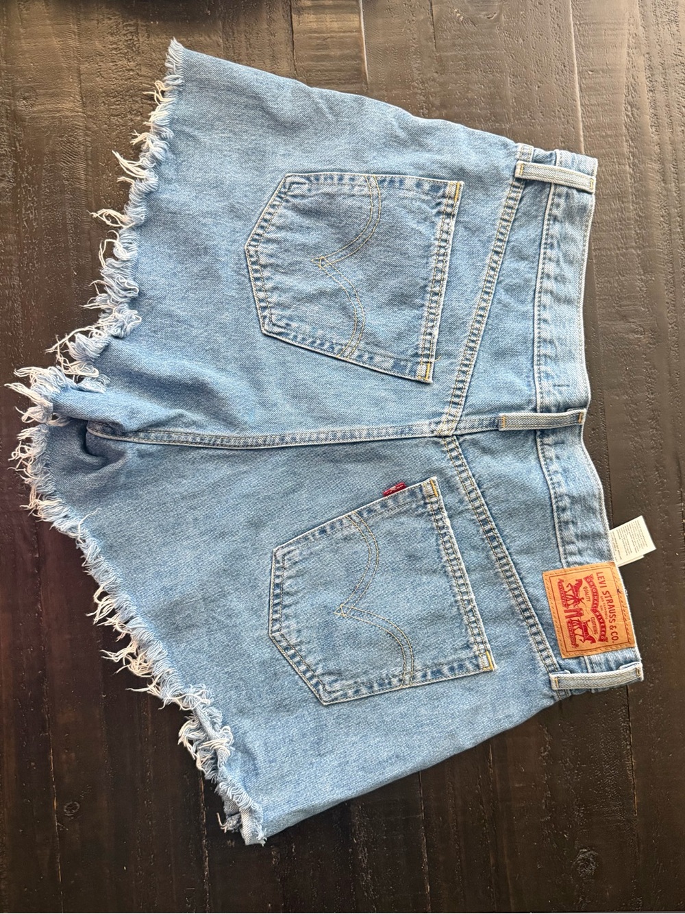 Levi's Light Blue Frayed Hem Denim Shorts
